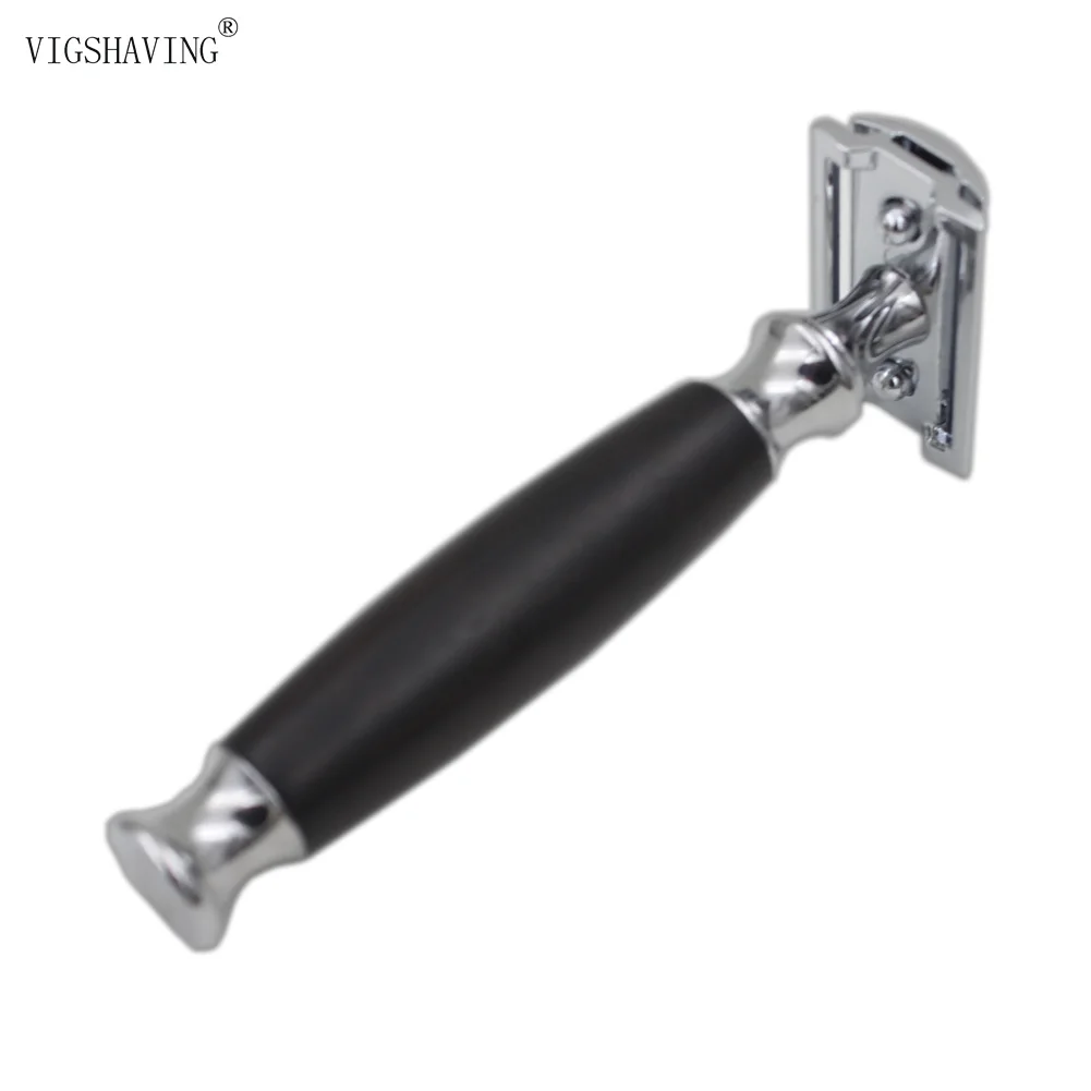 Ebony Ручка Double Edge Безопасная бритва для Для мужчин Парикмахерская бритья