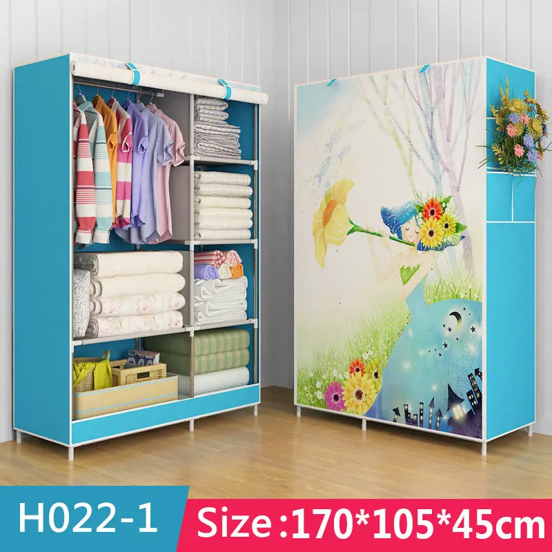Современный простой шкаф, домашний тканевый складной, сделай сам, нетканый складной шкаф для хранения, усиленный комбинированный гардероб - Цвет: girl