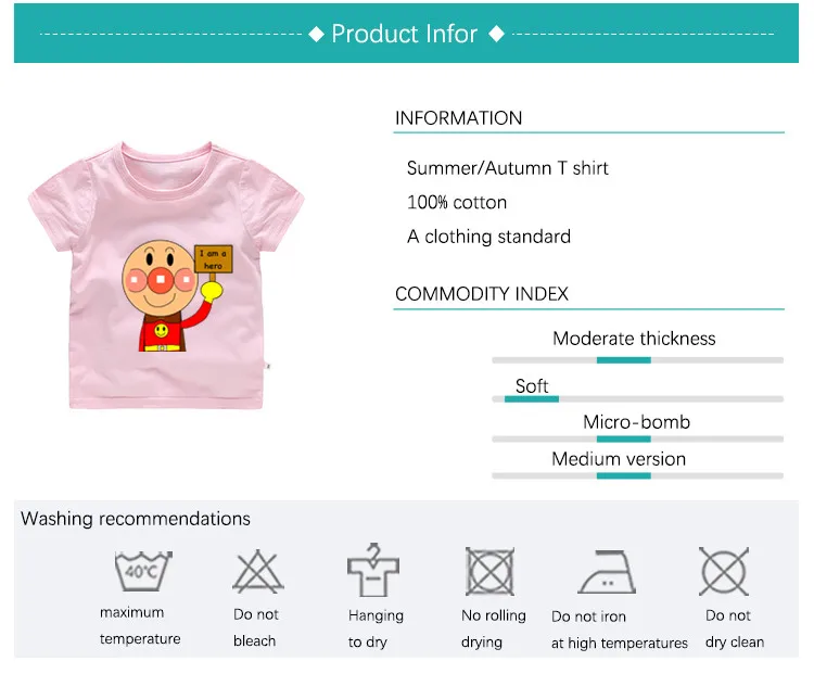 Anpanman/футболка для маленьких мальчиков и девочек летние детские топы, футболка детская повседневная мягкая одежда b224
