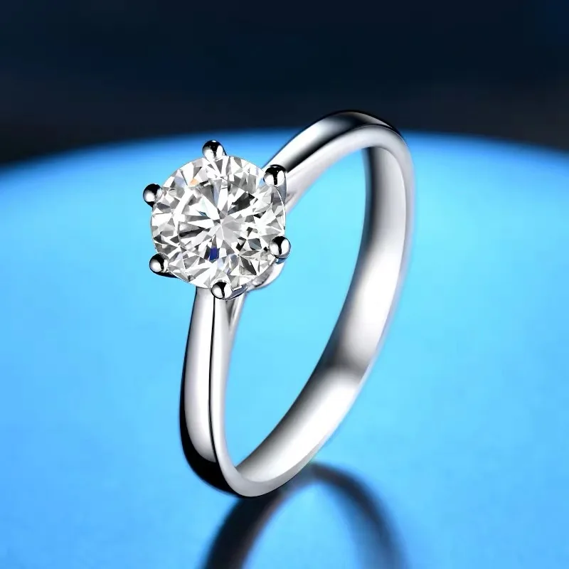 Классический Белое золото 14 карат 1ct 2ct 3ct Муассанит кольцо VVS1 Бриллиант круглой огранки для помолвки, свадьбы, годовщины кольцо для Для женщин
