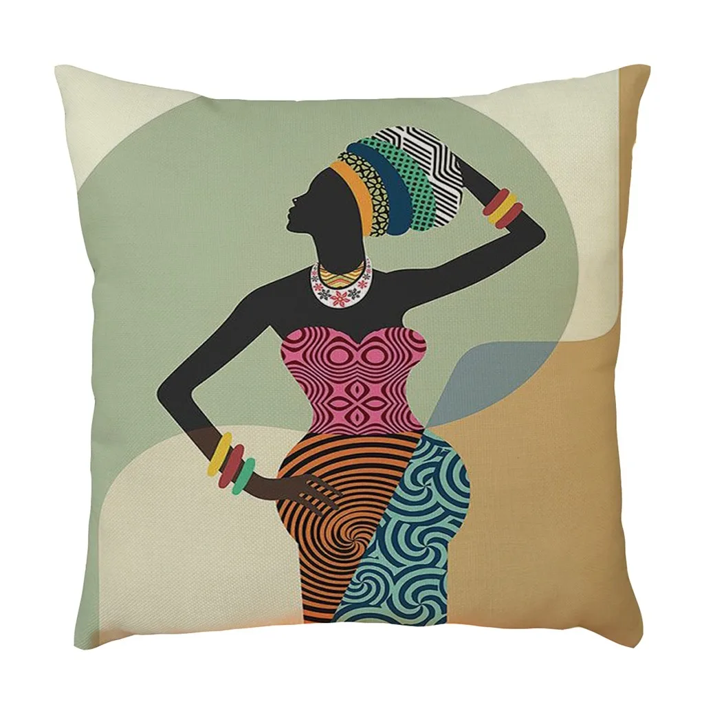 Gajjar в африканском стиле Для женщин льняная Наволочка Чехол для подушки для подушек домашний диван для гостиной комнаты, декоративная размером 45*45 см; Прямая поставка