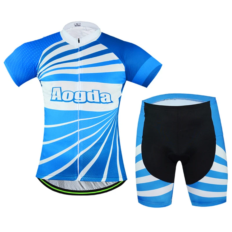 Aogda Blue Cycling Jerseys Suit Unisex Bicycle Polyester Jersey Pro
