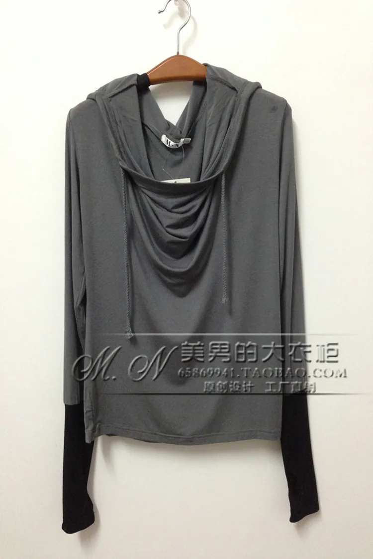 New Style Spring Autumn font b Men s b font Hooded Self cultivation Montage Color Long