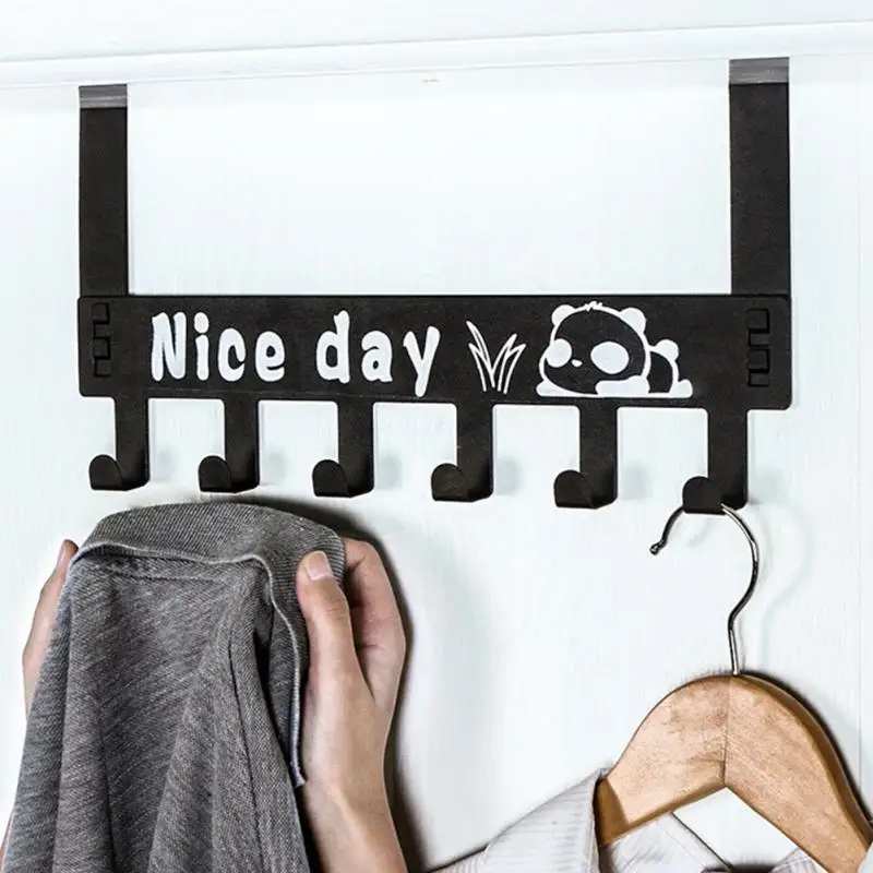 

2019 NEW HOT Carbon Steel Seamless Hat Towel Coat Wall Decor Clothes Hangers Racks With 6 Hooks Storage Door Back Hooks