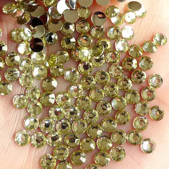 

free shipping 2000pcs 2mm High Quality Crystal Rhinestone Light Olive Green No Hotfix