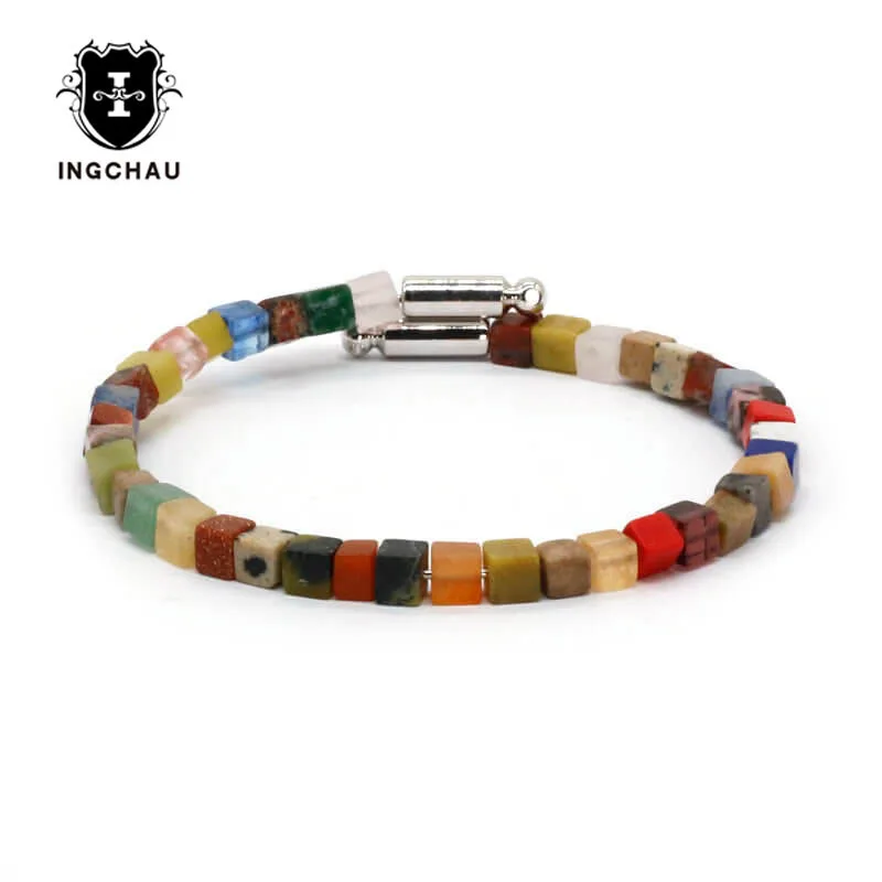 

4mm Unique Boho Bracelet Women Semi Precious Stone Blockage Beads Bracelet&Bangle Drop Shipping Pulseira 2018 WB-13