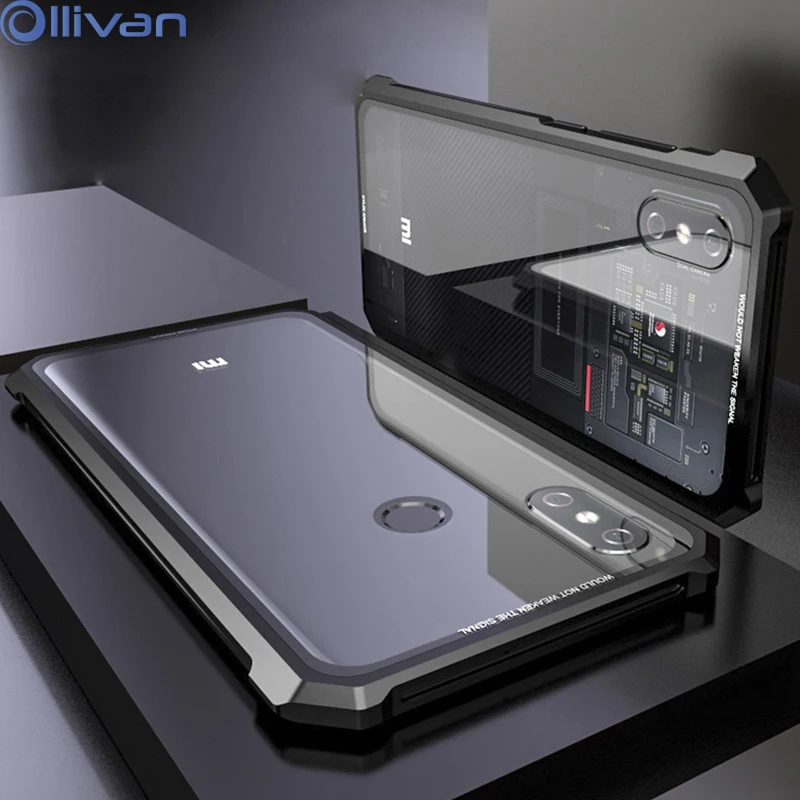 Закаленное Стекло для Xiaomi Mi 8 чехол роскошные назад металлический каркас Броня