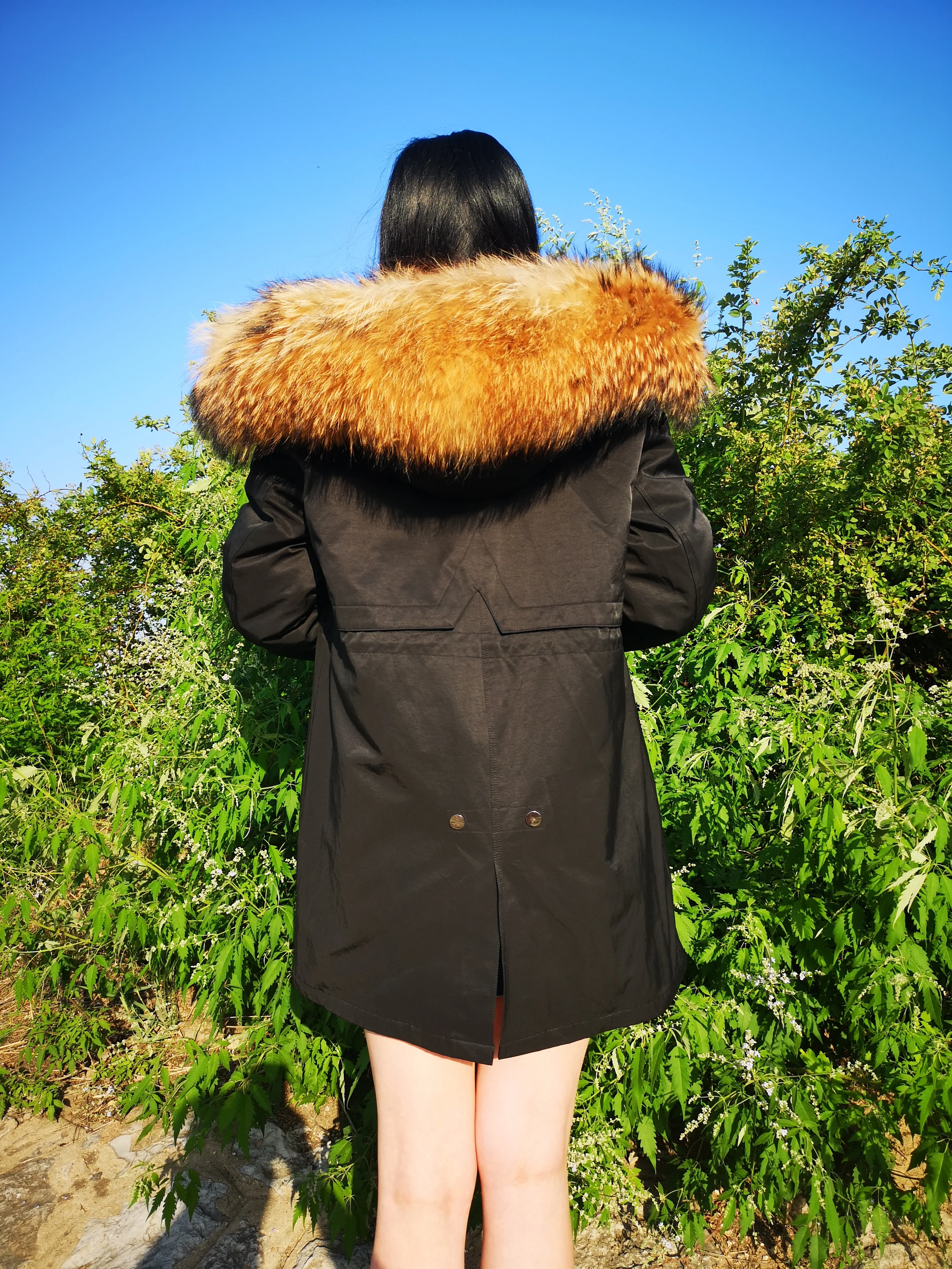 Парка с натуральным мехом, зимняя женская куртка с большим воротником из натурального меха енота, длинная парка из натурального меха лисы