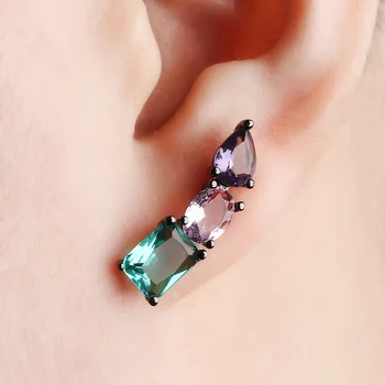 

2019 New Trendy White Black Copper Colorful AAA Cubic Zirconia Stud Earrings Fashion Jewelry Party Gift For Women's Fashion