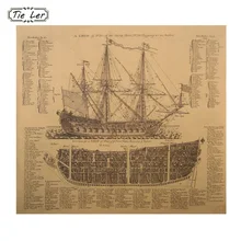 1 шт. древние военные корабль дизайн рисунки фильм крафт бумага плакат история стены стикеры живопись антикварный Декор для дома