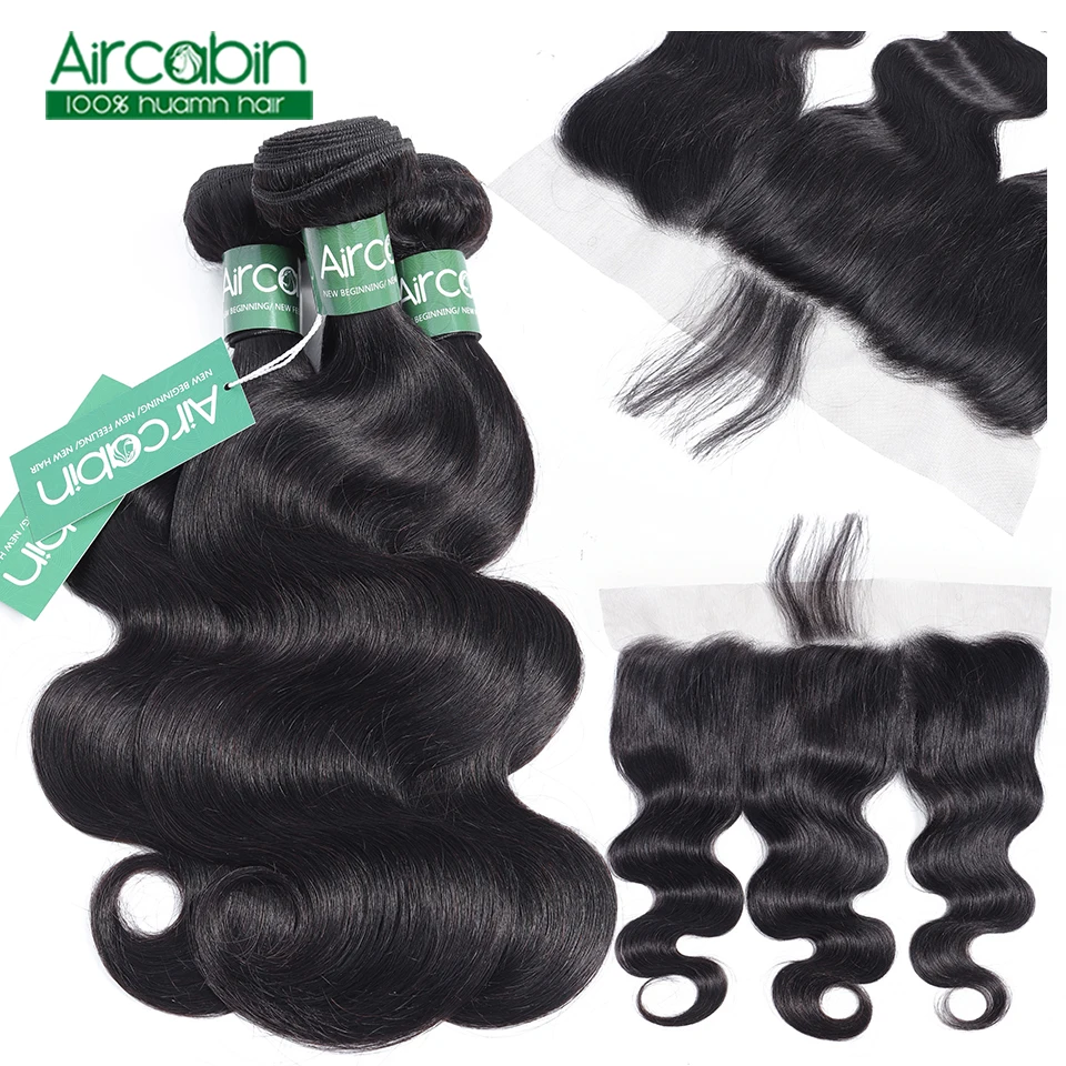 

Aircabin Body Wave Bundles With Closure Malaysian Hair Weave Bundles With 13x4 Lace Frontal Closure Hair Extension Non Remy