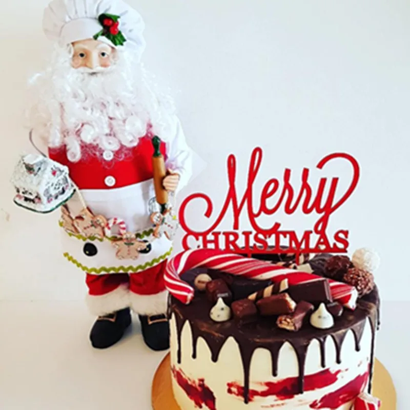 Счастливого Рождества акриловый торт Топпер "Хо" буквы акриловые украшения для кексов для вечерние рождественские торты украшения Рождество