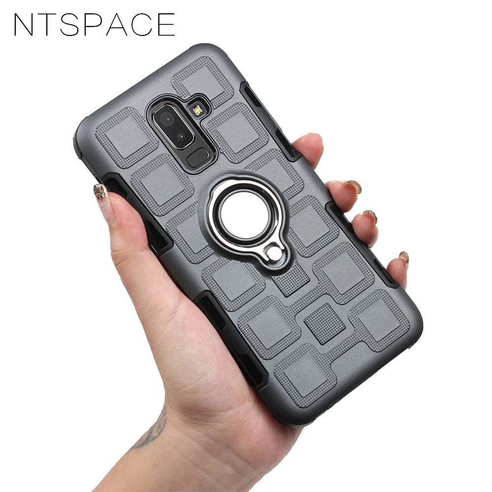 

NTSPACE Magnetic Adsorption Holder Stand Phone Cases for Samsung Galaxy J2 J3 J4 J5 J6 J7 J8 Finger Ring Bracket Anti-drop Case