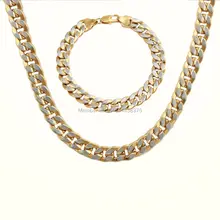 Модное серебристое и желтое золотое ожерелье браслет свадебные аксессуары Ювелирные наборы для мужчин и женщин цепочка