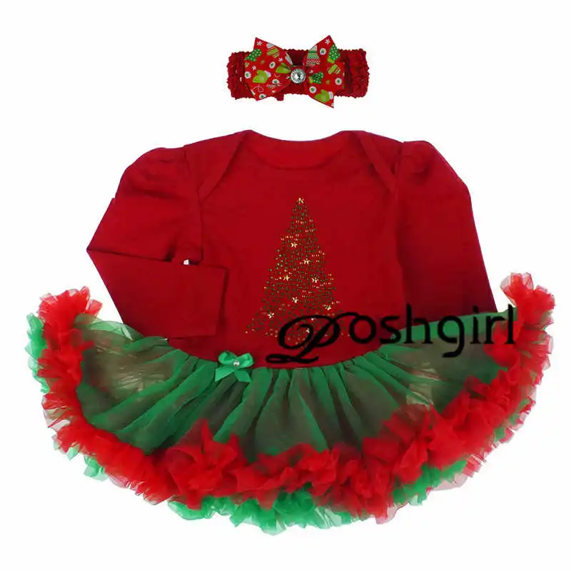 Комплекты рождественской одежды для маленьких девочек Детские Рождественские костюмы из 2 предметов с героями мультфильмов платье-пачка+ повязка на голову для новорожденных, подарки на день рождения - Цвет: as picture