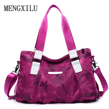 

Nylon Luggage Handbag Women Travel Bag Casual Large Female Totes Bolsas Trapeze Ruched Camouflage Women Message Shoulder Bag