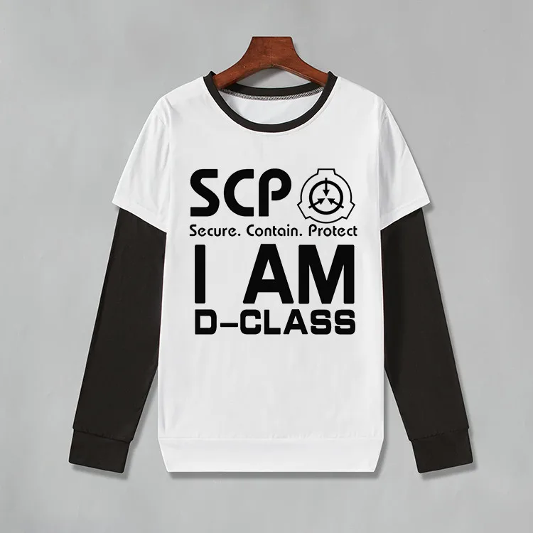 SCP long-sleeved T-shirt spring letters printed round collar T-shirts clothes for men clothing SCP long-sleeved T-shirt spring letters printed round collar T-shirts clothes for men clothing
