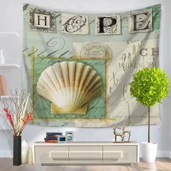 

Mediterranean Shell Tapestry Bohemia Feather Printed Decorative Wall Hanging Tapestries Hanging Towel Drop Shipping