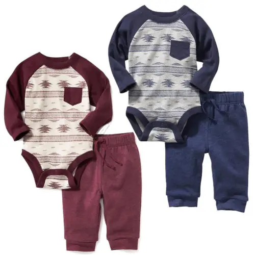 

Newborn Baby Boy Girl Christmas Clothes Long Sleeve Bodysuit Tops+ Pants 2pcs Outfits Sets Size 0-24M