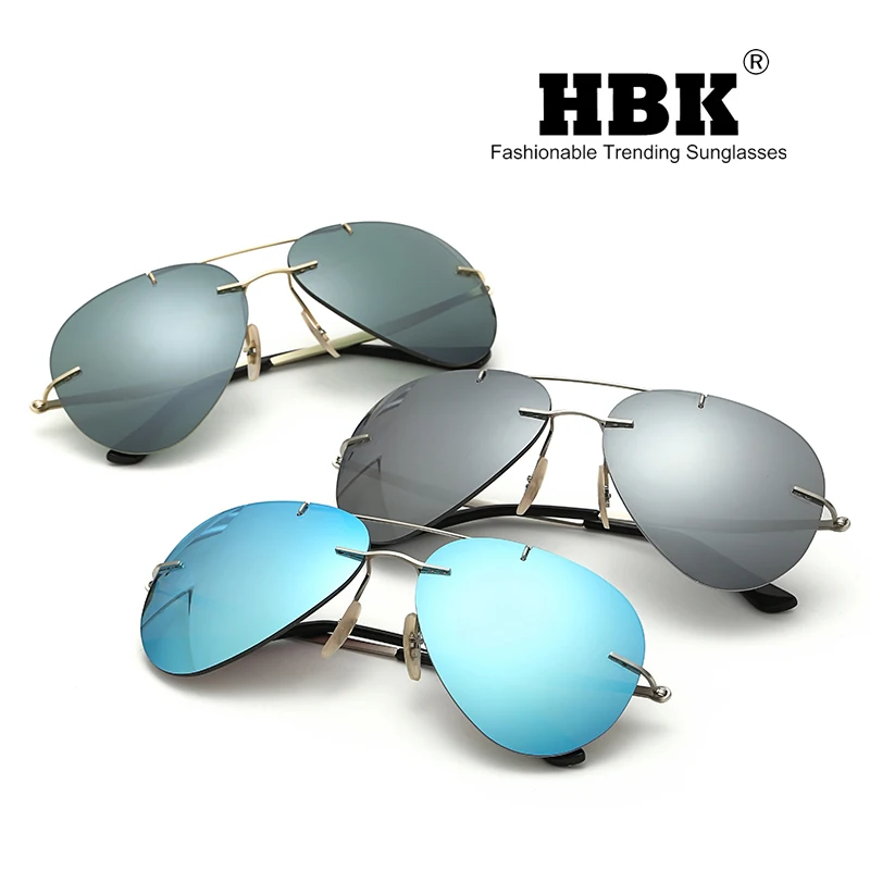 HBK без оправы Pilot, поляризационные ультралегкие солнцезащитные очки без оправы вождения солнцезащитные очки Oculos De Sol masculino UV400 подарок PM0077