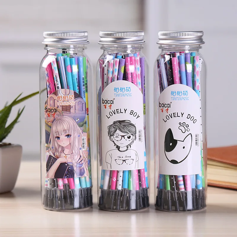 

Coloffice Bottled neutral refill 40pc/box pen refills 0.5mm gel ink Primary students black water refills kawaii material escolar