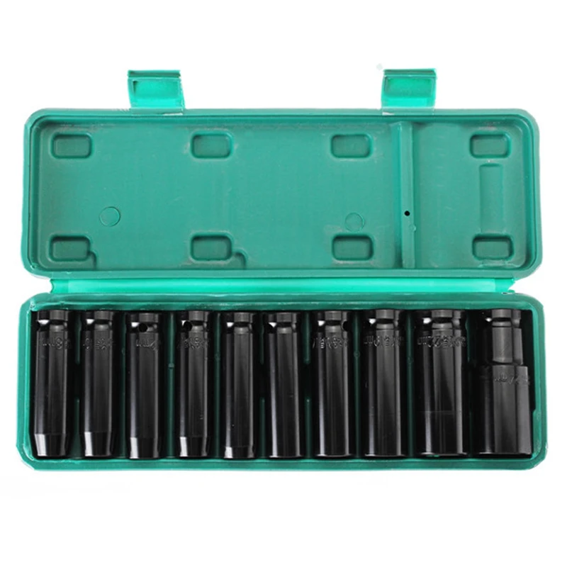 

10Pcs 8-24Mm 1/2 inch Drive Deep Impact Socket Set Heavy Metric Garage Tool For Wrench Adapter Hand Tool Set