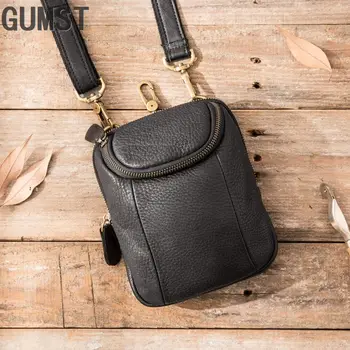 

GUMST Real Leather Messenger Bag casual vintage Leather Phone Pocket Shoulder Bag Mini Men's Flap Soft Leather Small Bag