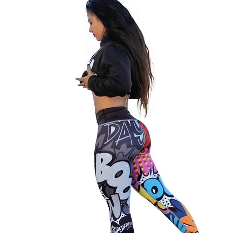SALSPOR Модные женские цифровая печать Йога Брюки Высокая талия Push Up эластичные дышащие Mujer легинсы для фитнеса