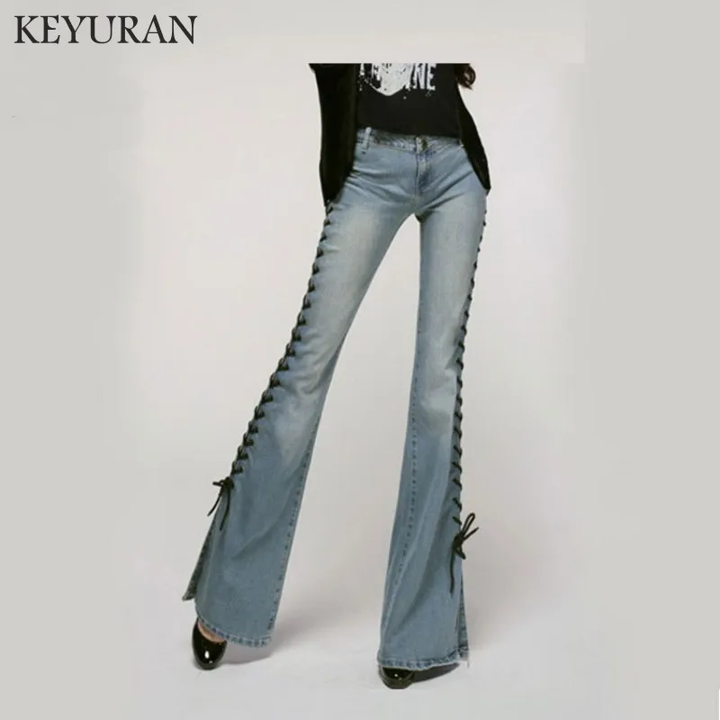 Женские элегантные современные Стрейчевые джинсы с низкой талией Bootcut, модные обтягивающие джинсы с подъемом попа и широким низом, расклешенные джинсовые штаны - Цвет: Light blue