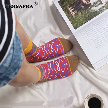 

[EIOISAPRA]Art Unisex Fashion Harajuku Geometry Pattern Patchwork Street Van Calcetines Hombre Calcetines Mujer