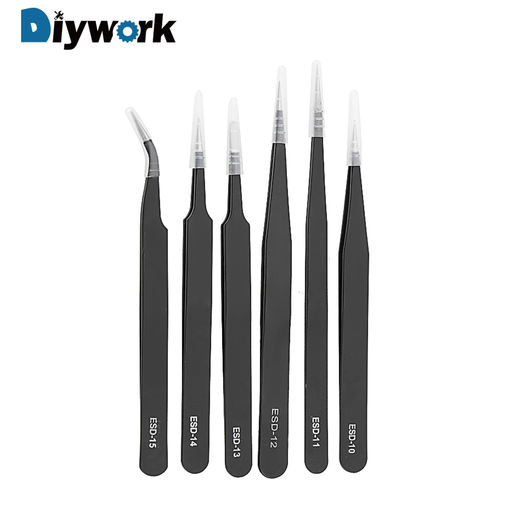 Набор пинцетов DIYWORK 6 шт./компл. для точной электроники часов ювелирных изделий