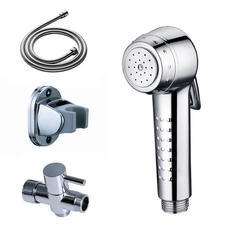 Brass G 7/8" T adapter Toilet ABS Chrome Handheld Bidet Shattaf Sprayer Kitbidet shattaf