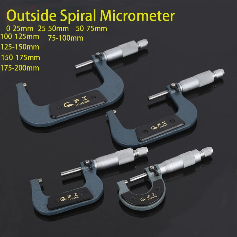 

LUGONG Outside Spiral Micrometer 0-25mm/ 25-50mm/ 50-75mm/ 75-100mm Accuracy 0.01mm Gauge Vernier Caliper Measuring Tools