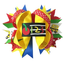 5 Inch Cute Kids DIY ABC pencil apple Hair Bows For Children Back To School Hair Clips Cartoon Girls Headwear Hair Accessories цена 5 Inch Cute Kids DIY ABC pencil apple Hair Bows For Children Back To School Hair Clips Cartoon Girls Headwear Hair Accessories цены онлайн
