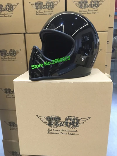 Горячая глянцевый черный мотоциклетный шлем настоящий Япония TT& CO унисекс Ретро мотоциклетный шлем подходит для маленького лица - Цвет: Glossy Black