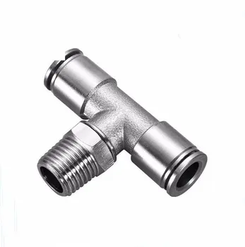 

tube size 1/4-3/8 NPT thread camozzi metal push in fittings male straight branch tee