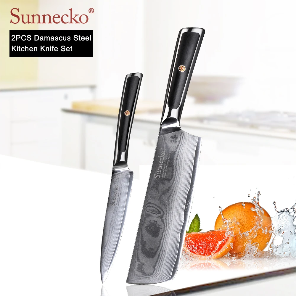 SUNNECKO дамасский нож шеф-повара для очистки хлеба Santoku нож для стейка японский VG10 Сталь G10 ручка для резки мяса набор кухонных ножей