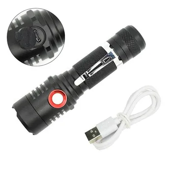 

Powerful LED Flashlight USB Charging XML L2 Rechargeable Lamp 1 Mode 18650 LED Torch with USB Charger for Hunting Bike Cycling