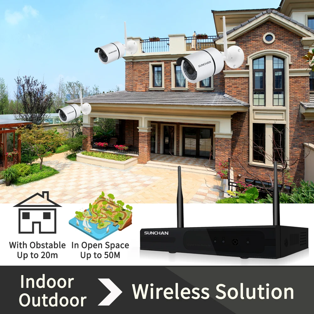 SUNCHAN 4CH 1080P HDMI WiFi NVR 4 шт. 1.3MP ИК наружная Всепогодная CCTV Беспроводная IP камера