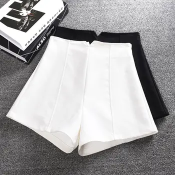 

Stretch High Waist Shorts Women Mini Short Femme Trousers Women Hotpants Black White Elegant Office Summer Wide Leg Shorts C4583