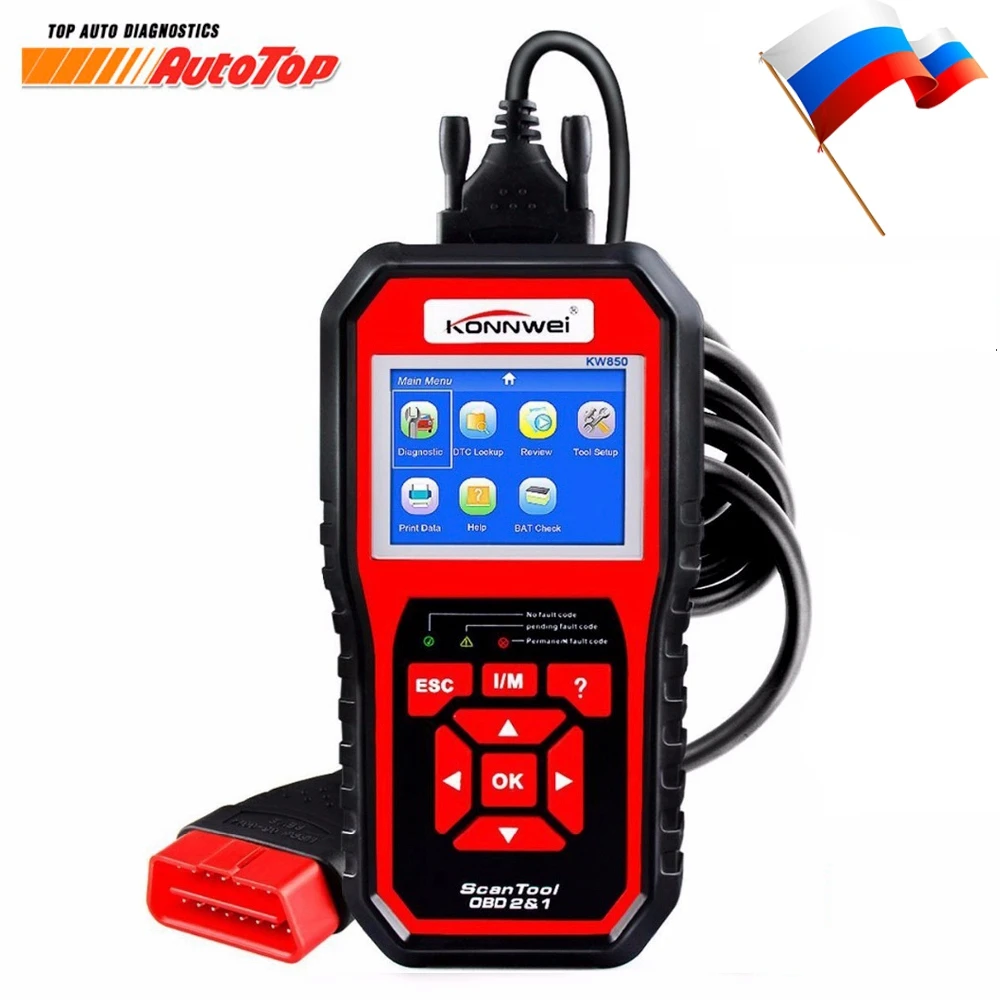 

KONNWEI KW850 Autoscanner OBD 2 OBD2 Automotive Scanner Multi-languages Auto Diagnostic Scanner better AL519 NT301 OBD2 Scanner