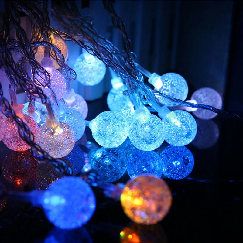 Battery Operated String Lights 2.5M 20 LED Crystal Bubble Ball Fairy Lights for Christmas Wedding Party Holiday Decoration - Испускаемый цвет: Colored