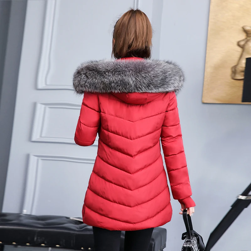 Стиль, зимняя куртка для женщин, пальто с искусственным воротником, Женская парка, толстая подкладка с хлопковой подбивкой, зимнее пальто для девушек, S-3XXXL