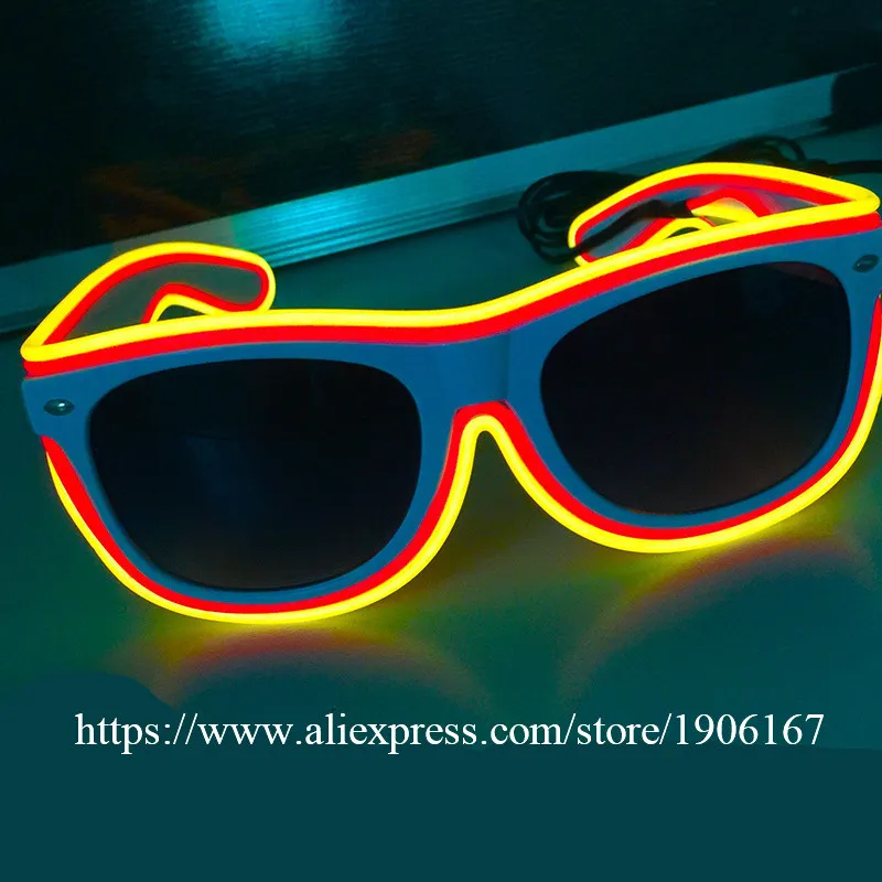 Fashion LED EL Wire Glasses Glow In The Dark Sunglasses Helloween Concert Party led flashing Glasses Eyewear16