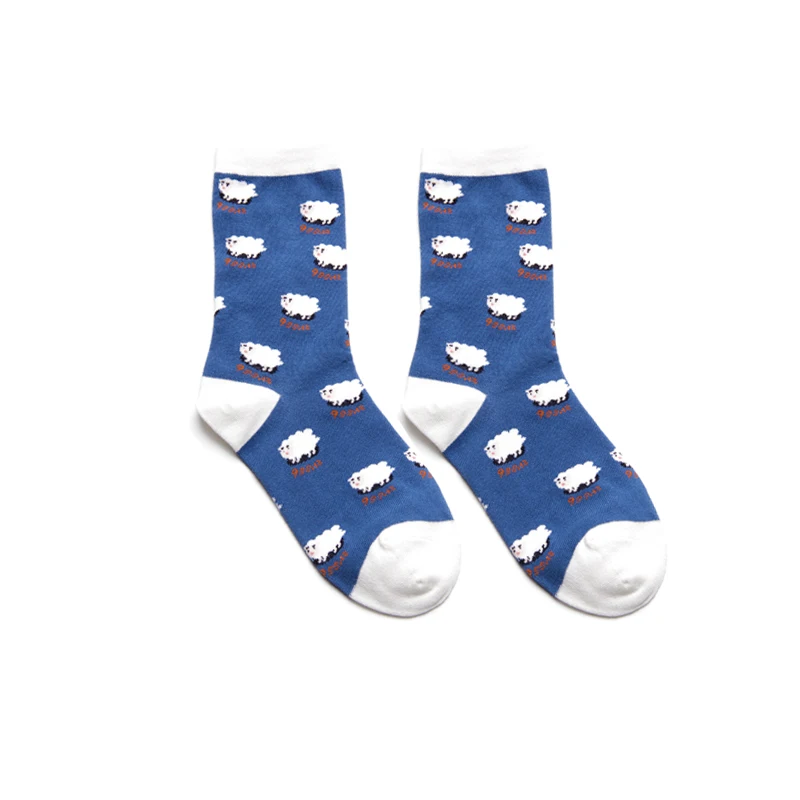 Мужские носки забавный мультяшный осьминог Собака Обезьяна, курица овца Harajuku мода хип хоп уличный стиль счастливый Повседневный скейт хлопок носки - Цвет: light blue