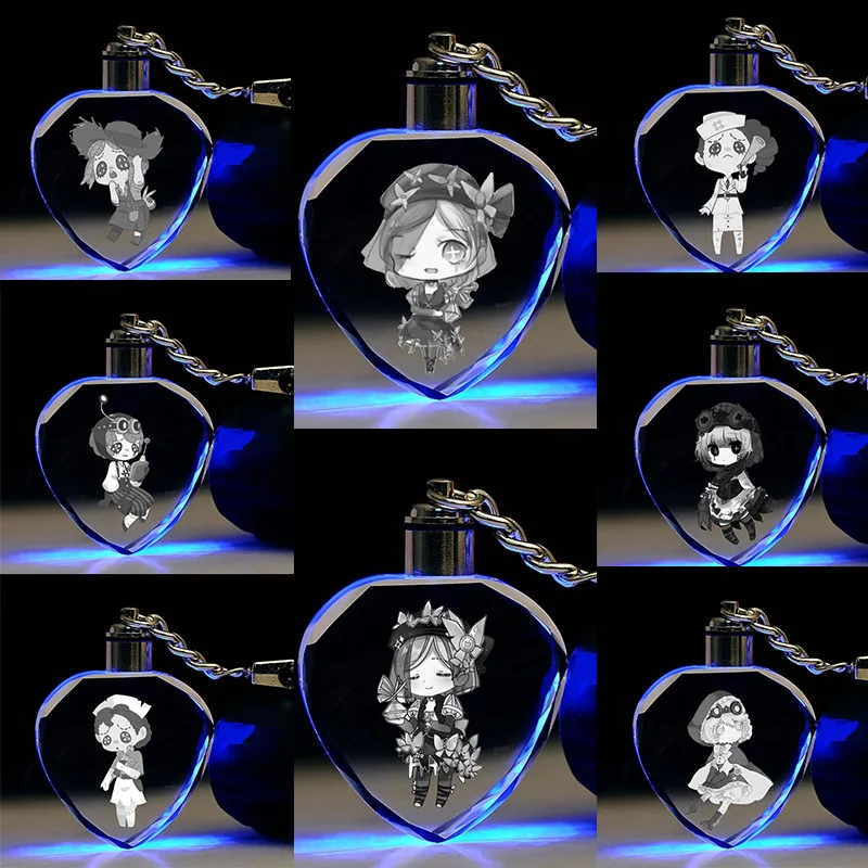 

Game Identity V key chains Emily Dyer Emma Woods cute funny crystal colorful LED pendant keyrings portachiavi Jewelry kids toys