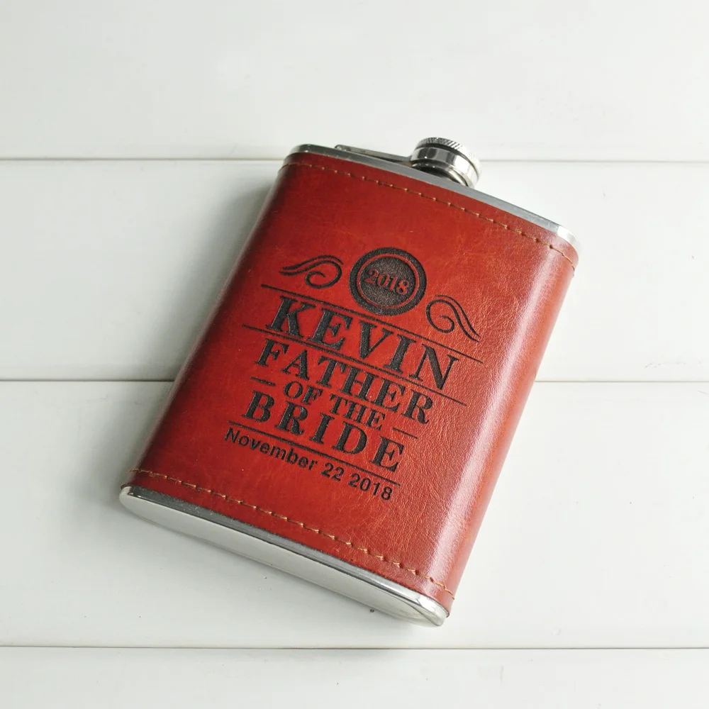 Custom Leather Flask, Handmade Hip Flasks Personalized Wedding Gift