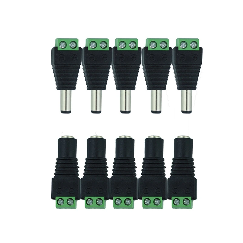 

5 pairs/lot Led Connector Lighting Accessories 5.5x2.1mm DC Male + Female Solderless for Led Power Supply Adapter and Strip