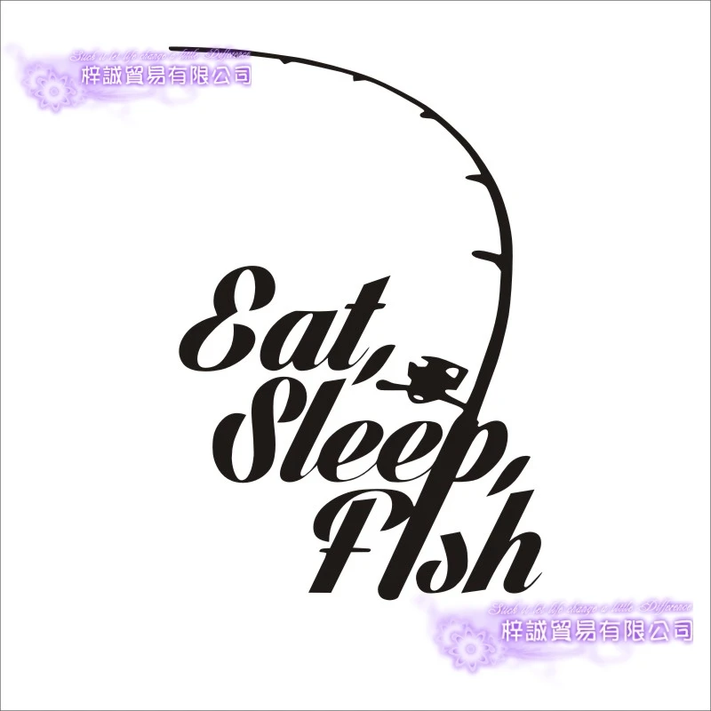 Fishing Sticker Car Fish Eat Sleep Decal Angling Hooks Tackle Shop Posters Vinyl Wall Decals Hunter Decor Mural Sticker