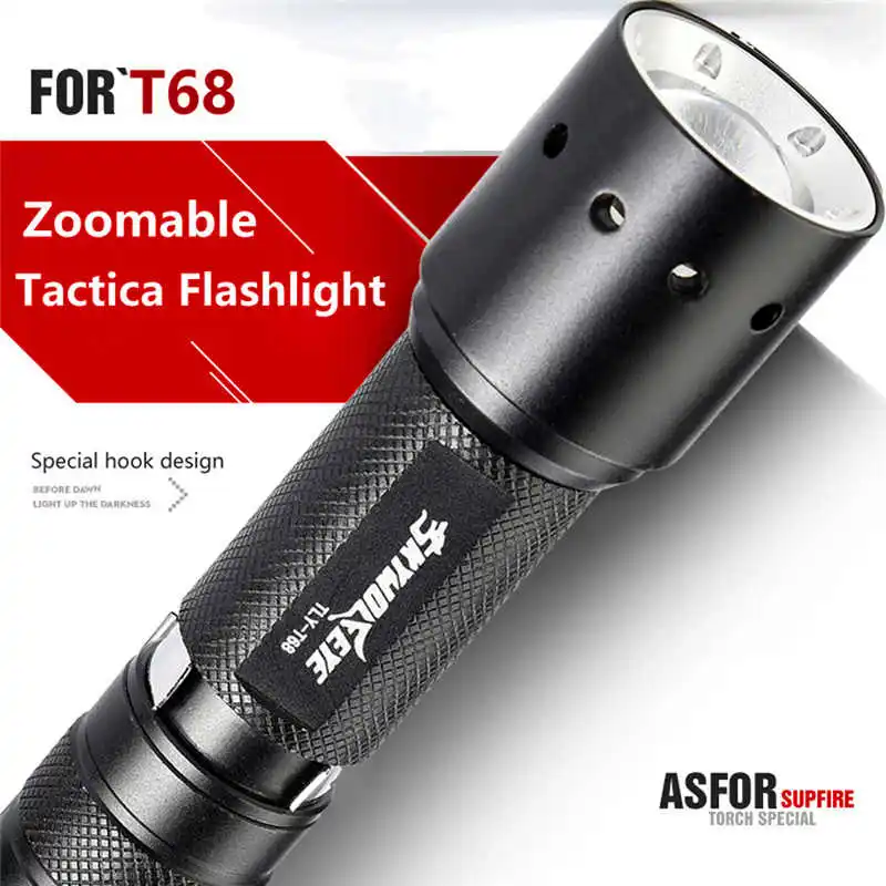 Tactical Zoomable 5-Mode XMLT6 LED Flashlight Torch Light+18650 &Charger powerful led flashlight rechargeable #4S4 (1)
